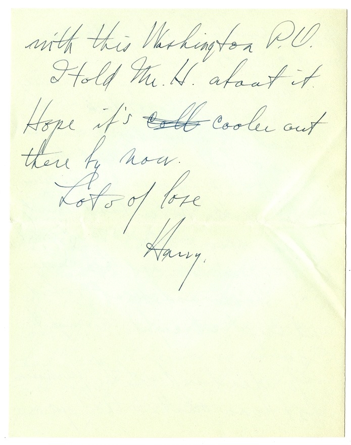 Letter from Harry S. Truman to Bess W. Truman