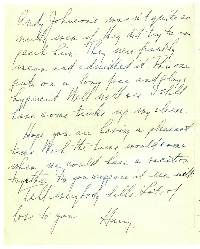 Letter from Harry S. Truman to Bess W. Truman