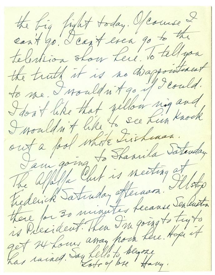 Letter from Harry S. Truman to Bess W. Truman