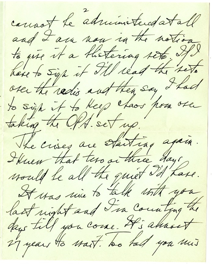 Letter from Harry S. Truman to Bess W. Truman