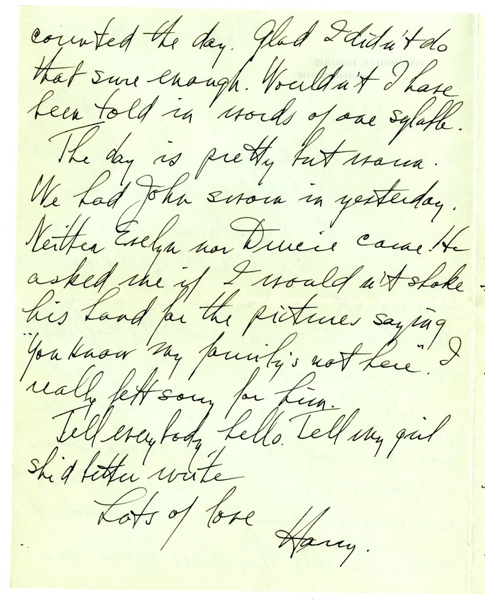 Letter from Harry S. Truman to Bess W. Truman