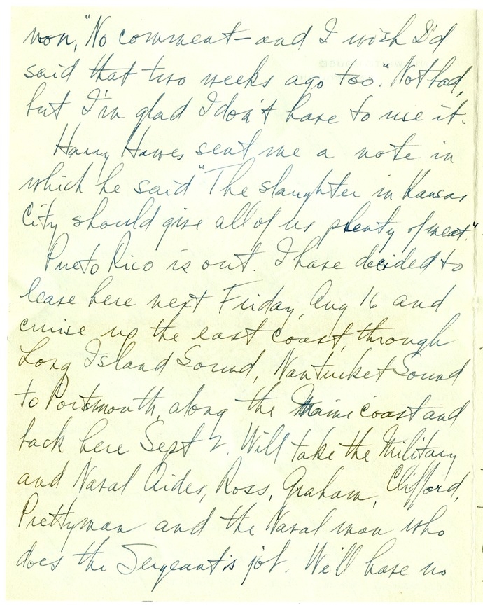 Letter from Harry S. Truman to Bess W. Truman