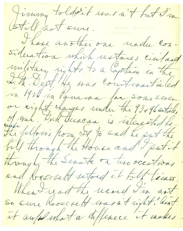 Letter from Harry S. Truman to Bess W. Truman