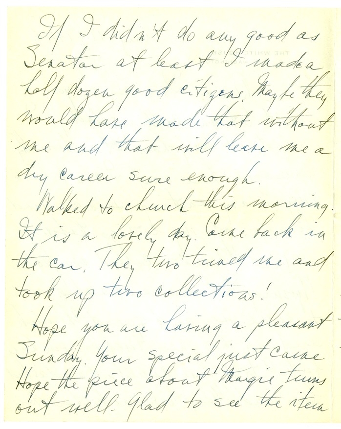 Letter from Harry S. Truman to Bess W. Truman