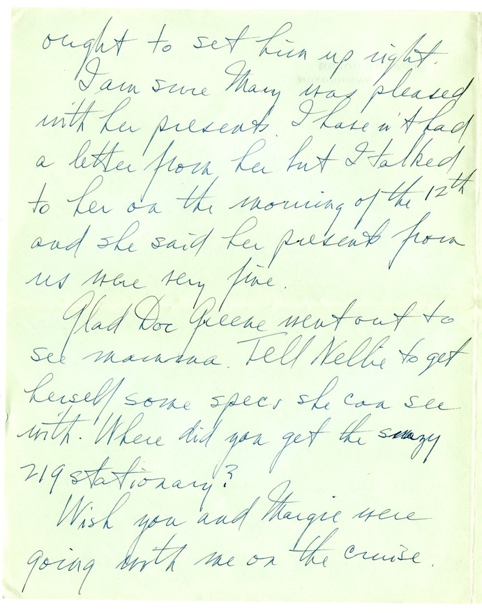 Letter from Harry S. Truman to Bess W. Truman