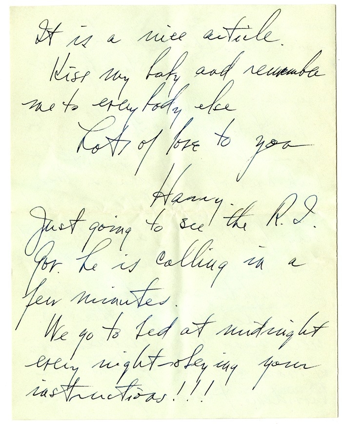 Letter from Harry S. Truman to Bess W. Truman