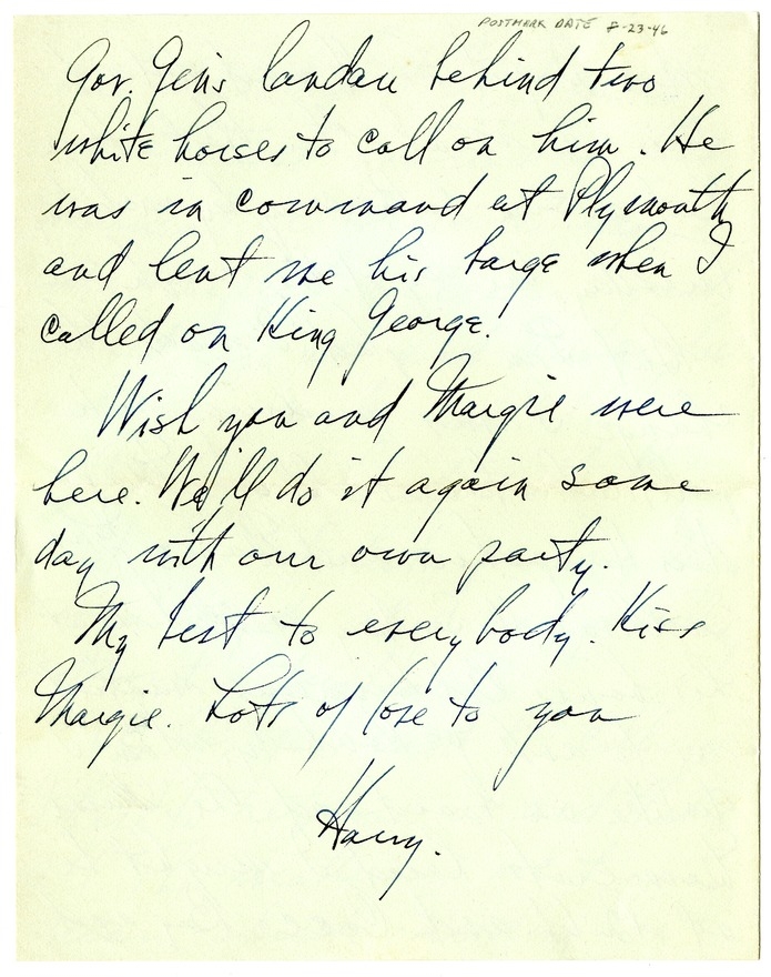 Letter from Harry S. Truman to Bess W. Truman