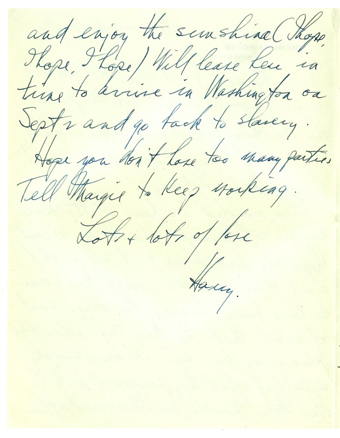 Letter from Harry S. Truman to Bess W. Truman