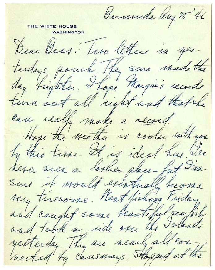 Letter from Harry S. Truman to Bess W. Truman