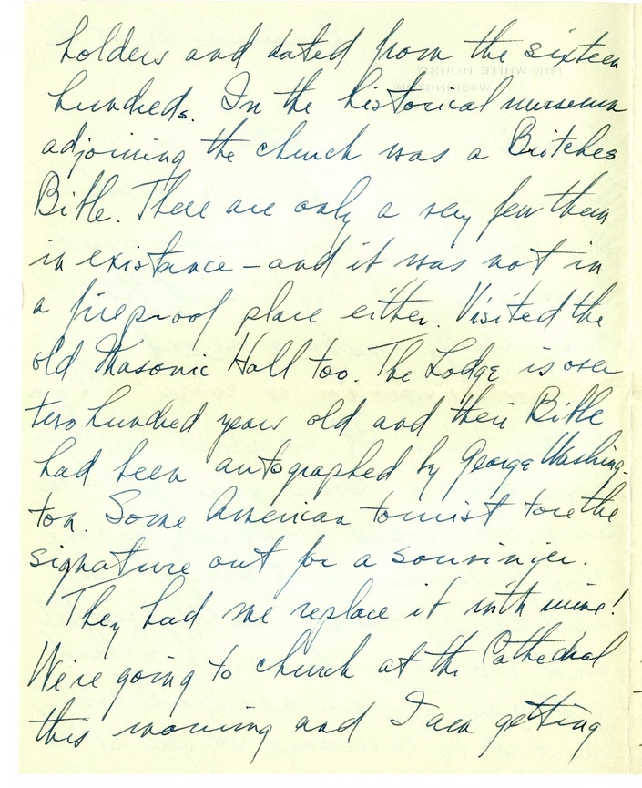 Letter from Harry S. Truman to Bess W. Truman