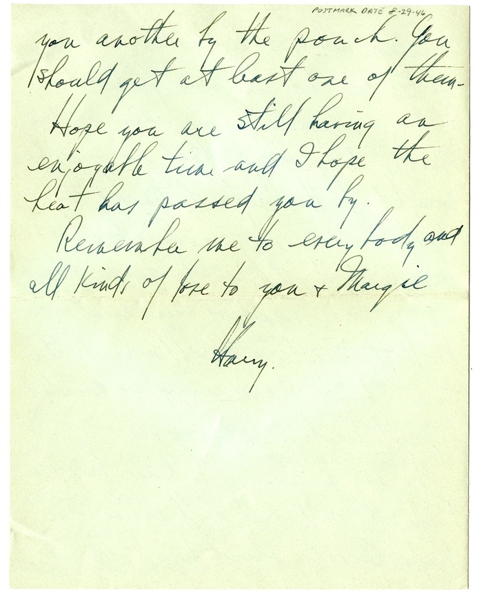 Letter from Harry S. Truman to Bess W. Truman