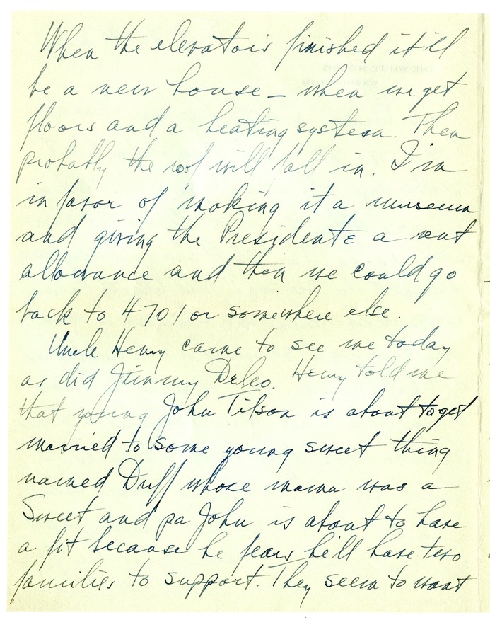 Letter from Harry S. Truman to Bess W. Truman