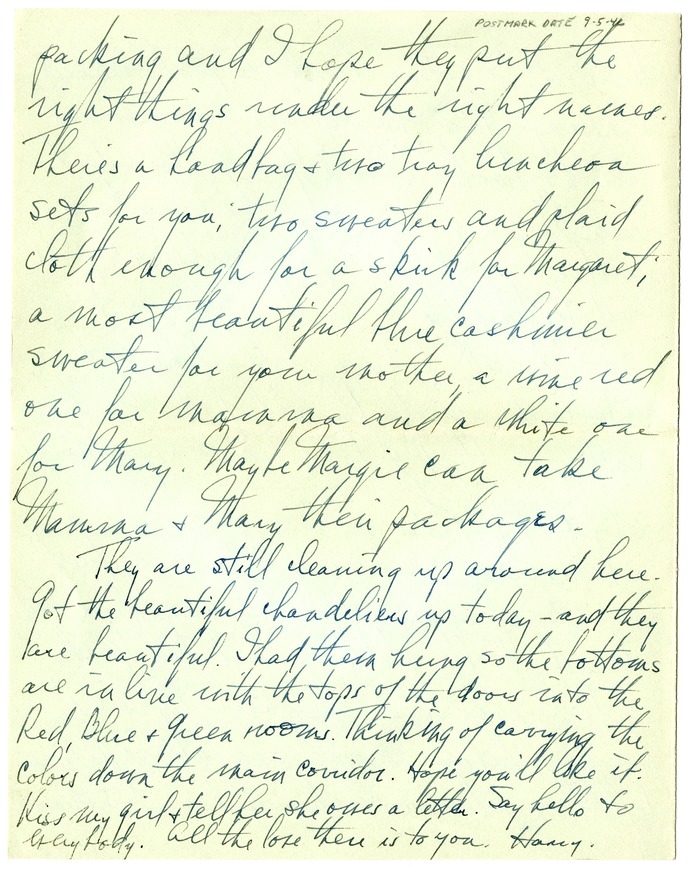 Letter from Harry S. Truman to Bess W. Truman