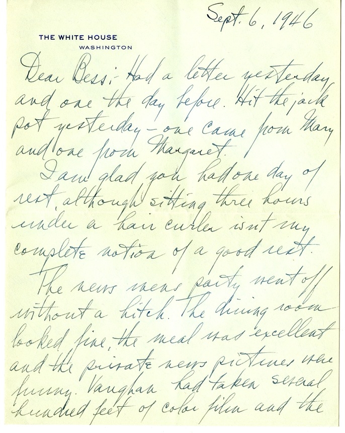 Letter from Harry S. Truman to Bess W. Truman