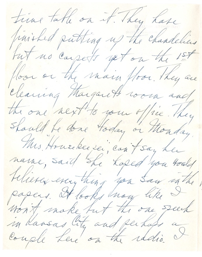 Letter from Harry S. Truman to Bess W. Truman