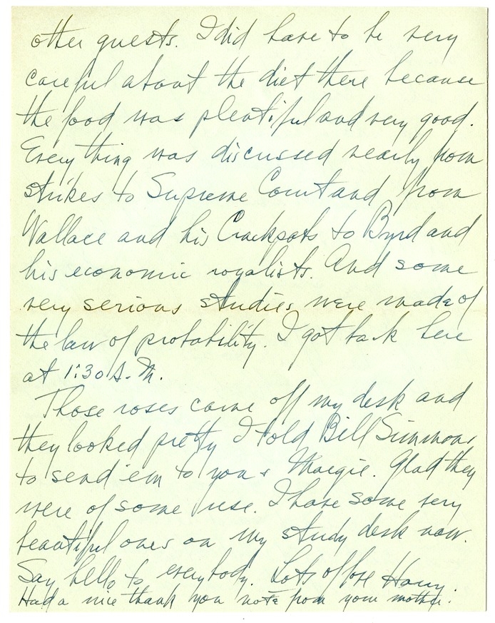 Letter from Harry S. Truman to Bess W. Truman