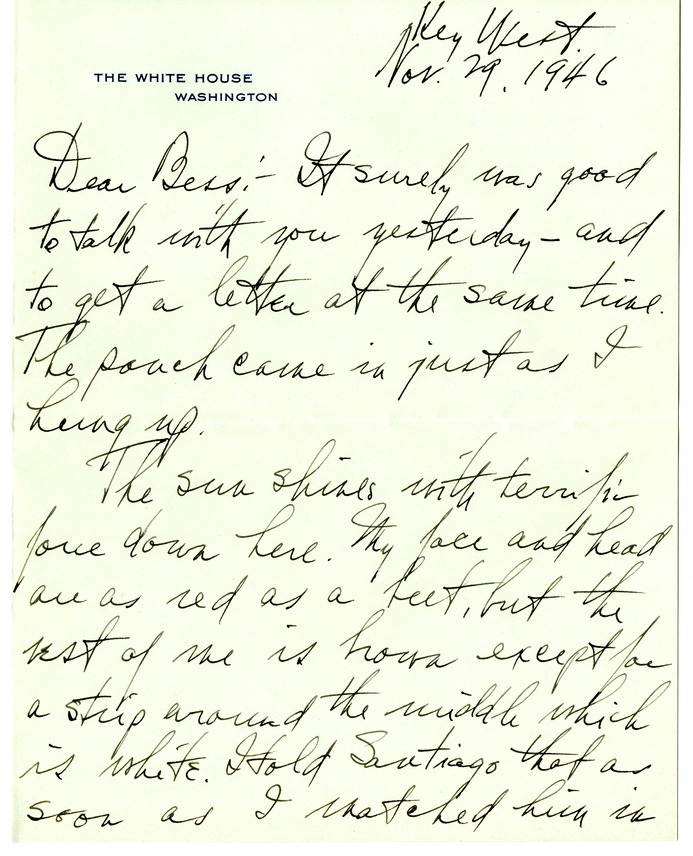 Letter from Harry S. Truman to Bess W. Truman