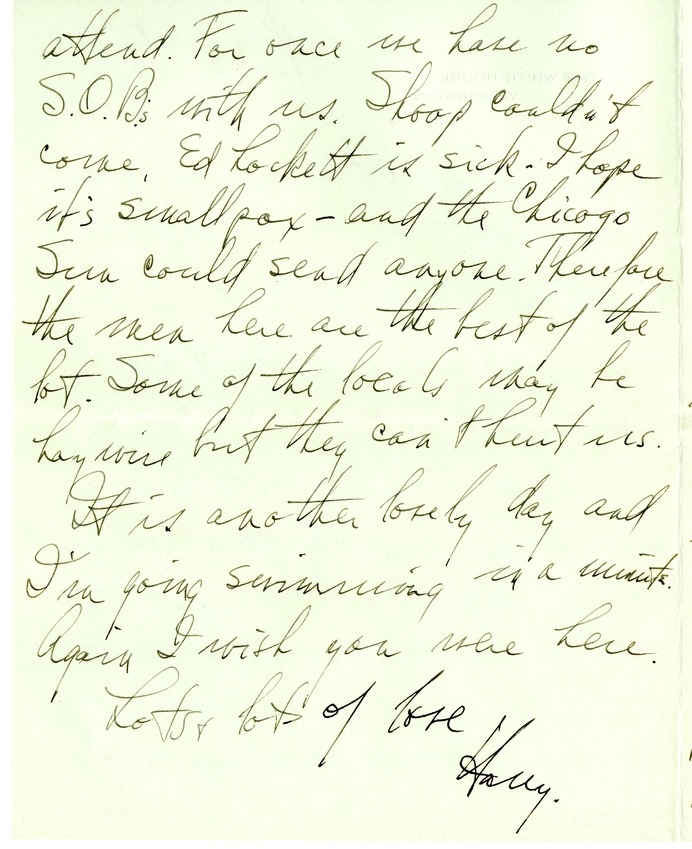 Letter from Harry S. Truman to Bess W. Truman
