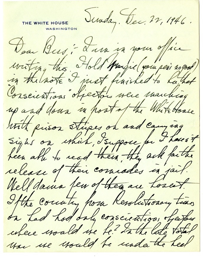Letter from Harry S. Truman to Bess W. Truman