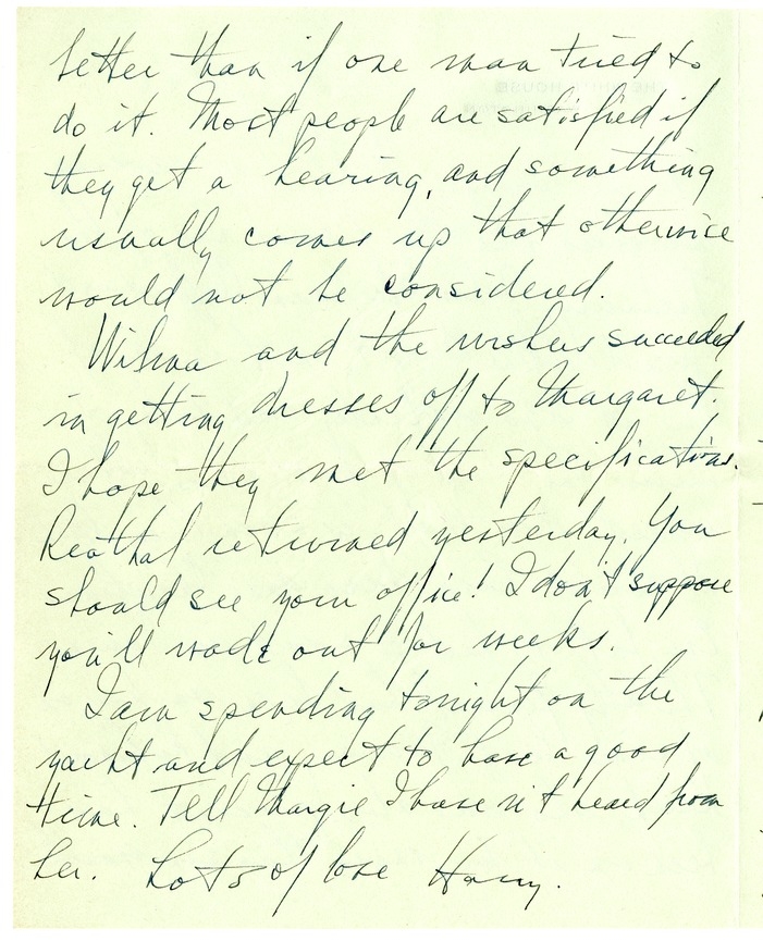 Letter from Harry S. Truman to Bess W. Truman