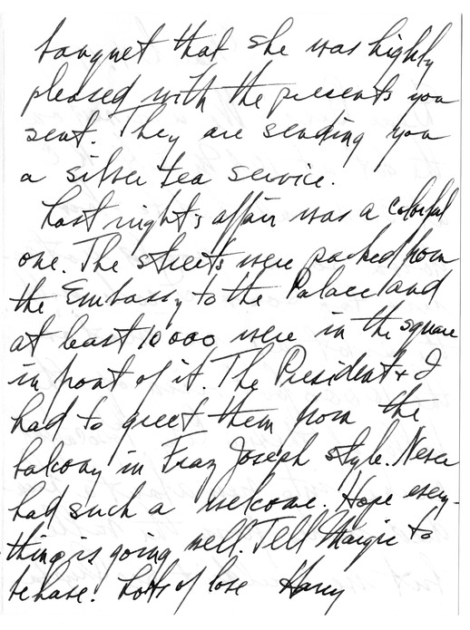 Letter from Harry S. Truman to Bess W. Truman