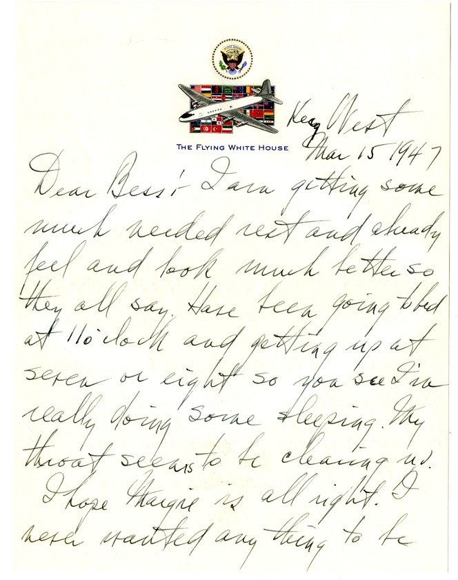 Letter from Harry S. Truman to Bess W. Truman