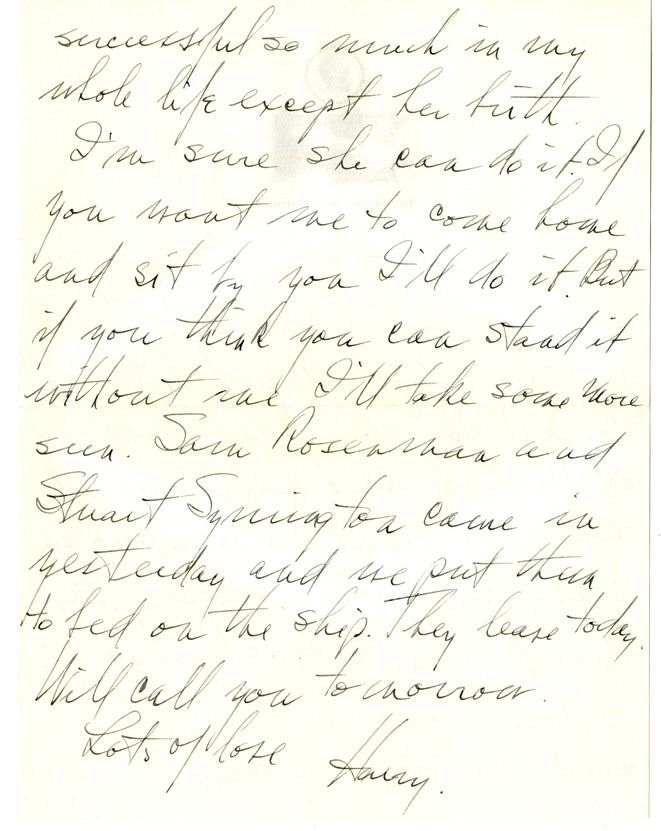 Letter from Harry S. Truman to Bess W. Truman