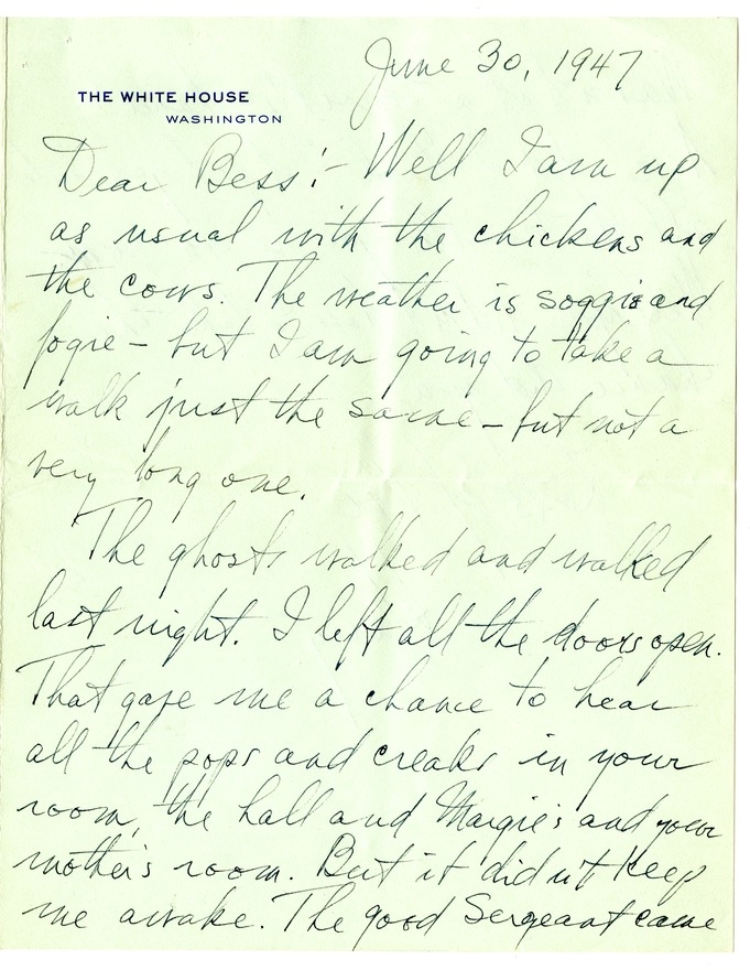 Letter from Harry S. Truman to Bess W. Truman