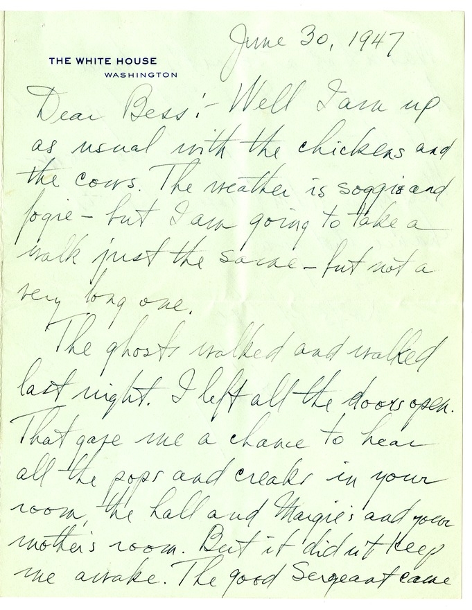 Letter from Harry S. Truman to Bess W. Truman