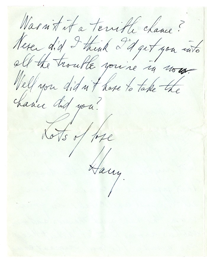 Letter from Harry S. Truman to Bess W. Truman