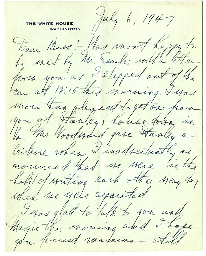 Letter from Harry S. Truman to Bess W. Truman