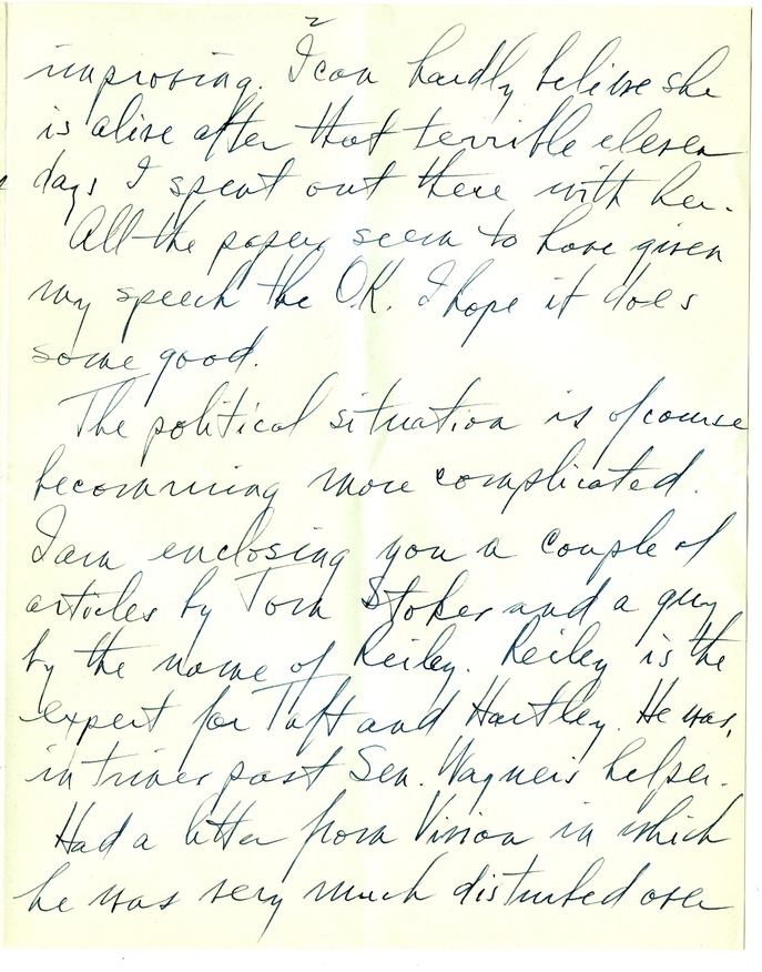 Letter from Harry S. Truman to Bess W. Truman