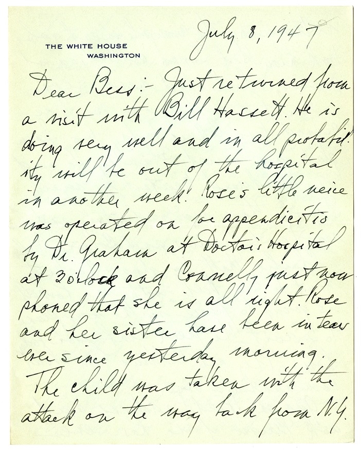 Letter from Harry S. Truman to Bess W. Truman