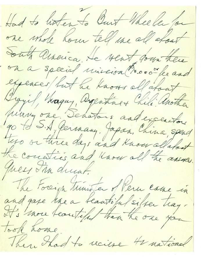 Letter from Harry S. Truman to Bess W. Truman