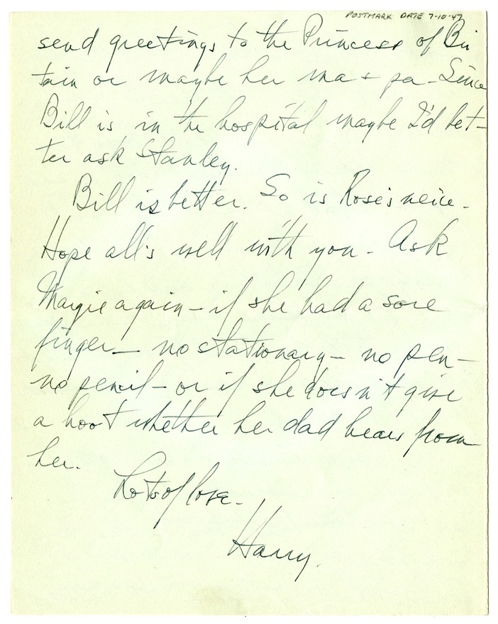 Letter from Harry S. Truman to Bess W. Truman