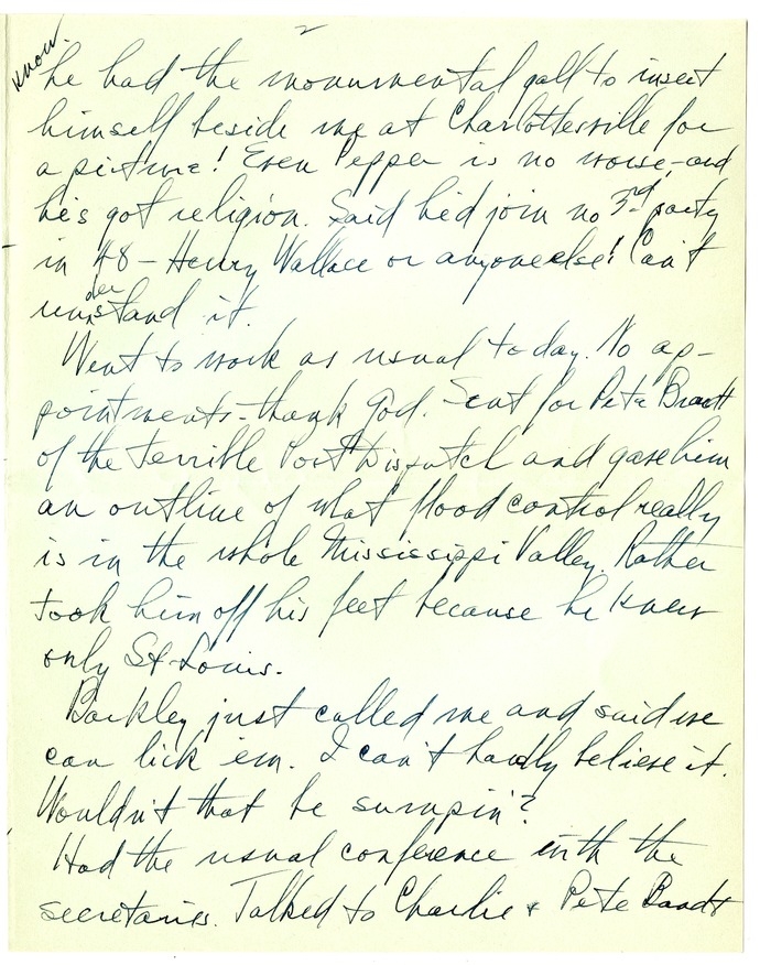 Letter from Harry S. Truman to Bess W. Truman