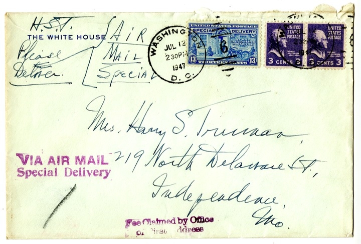 Letter from Harry S. Truman to Bess W. Truman