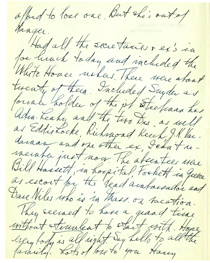 Letter from Harry S. Truman to Bess W. Truman