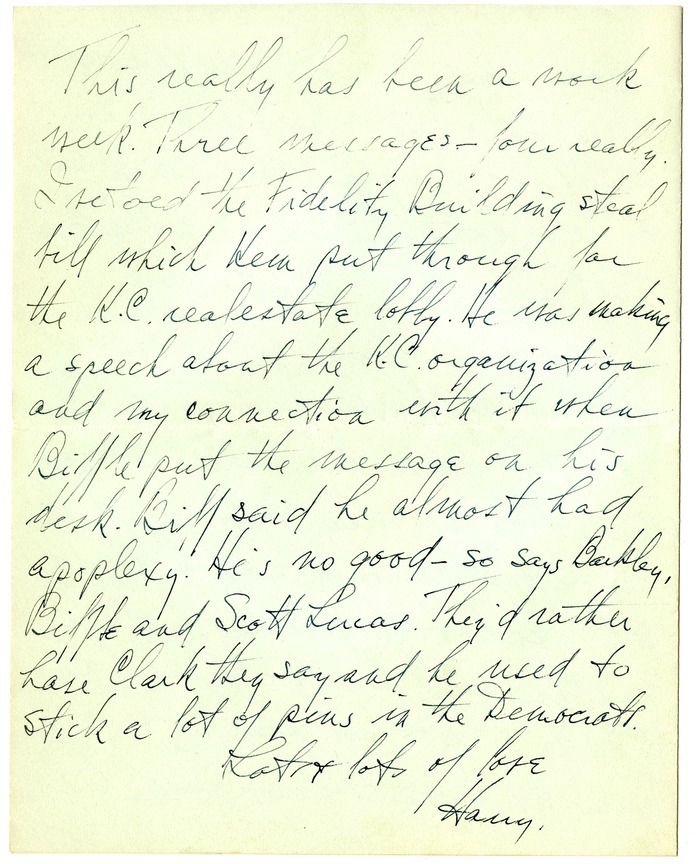 Letter from Harry S. Truman to Bess W. Truman