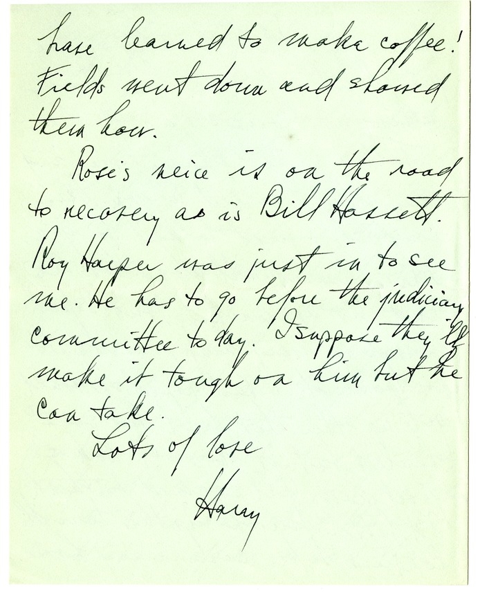 Letter from Harry S. Truman to Bess W. Truman