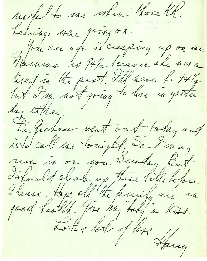 Letter from Harry S. Truman to Bess W. Truman