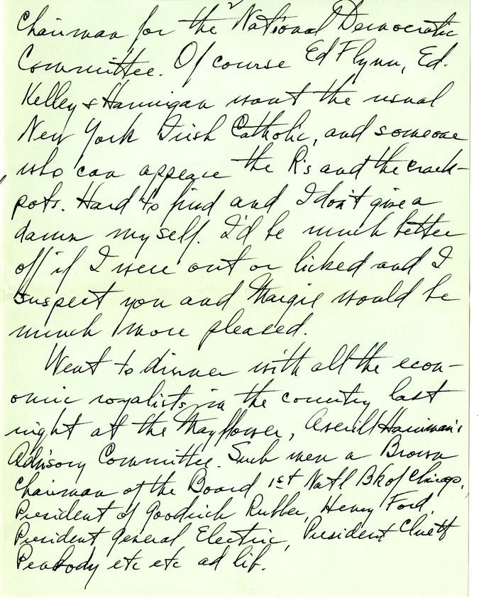 Letter from Harry S. Truman to Bess W. Truman