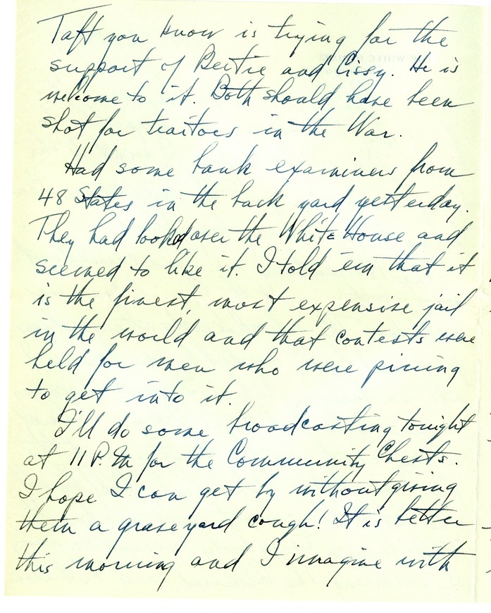 Letter from Harry S. Truman to Bess W. Truman