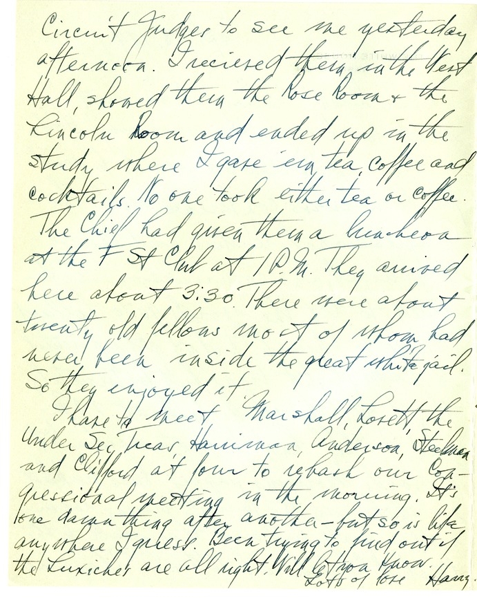 Letter from Harry S. Truman to Bess W. Truman