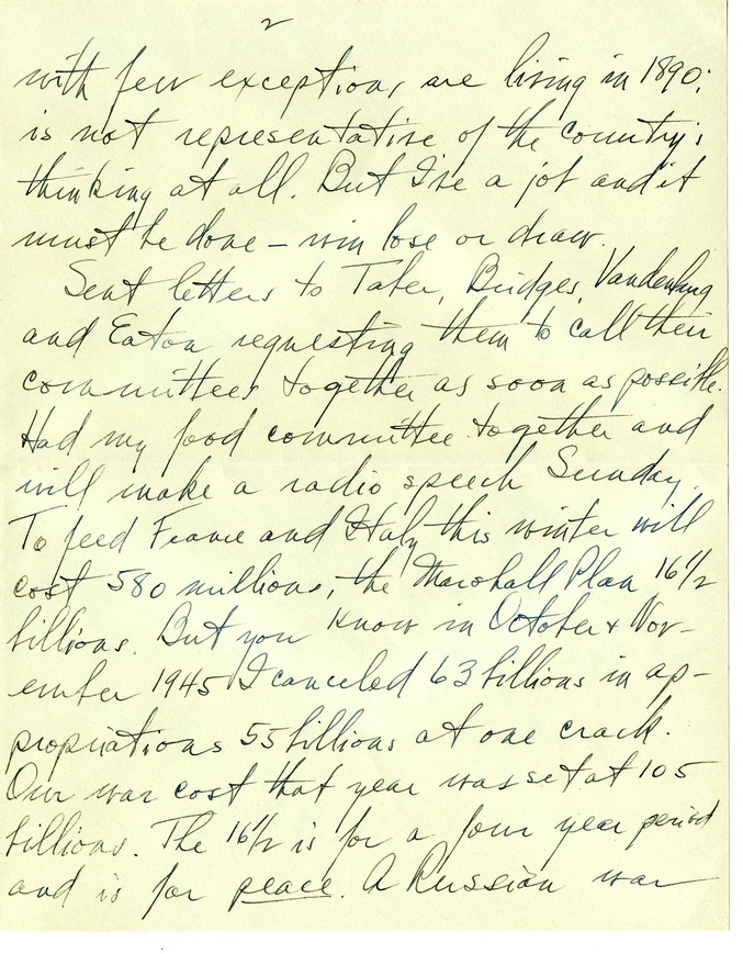 Letter from Harry S. Truman to Bess W. Truman