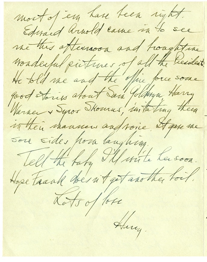 Letter from Harry S. Truman to Bess W. Truman