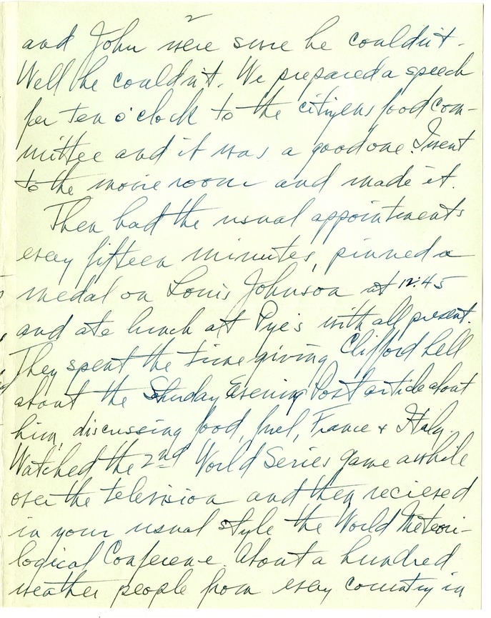 Letter from Harry S. Truman to Bess W. Truman