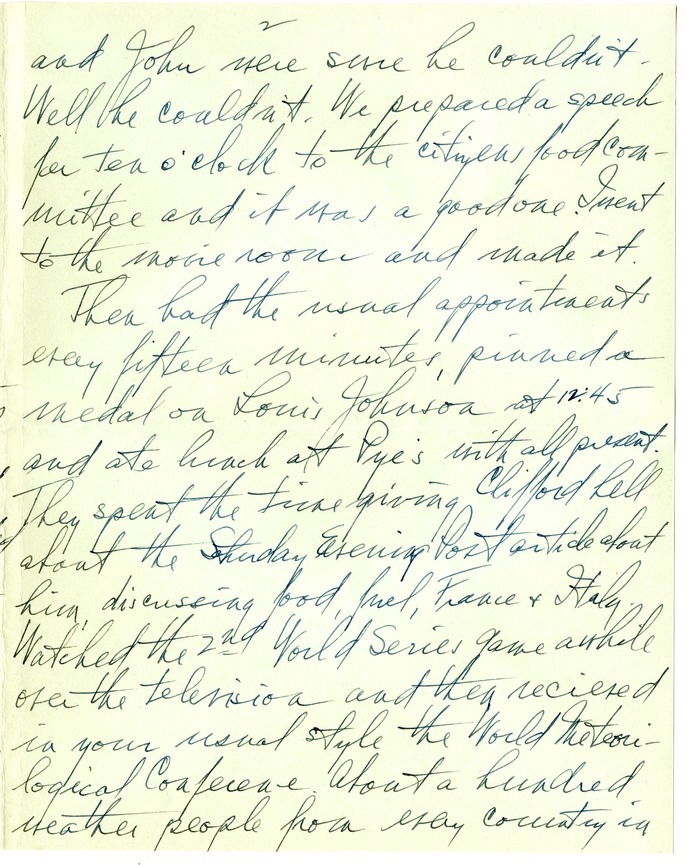 Letter from Harry S. Truman to Bess W. Truman