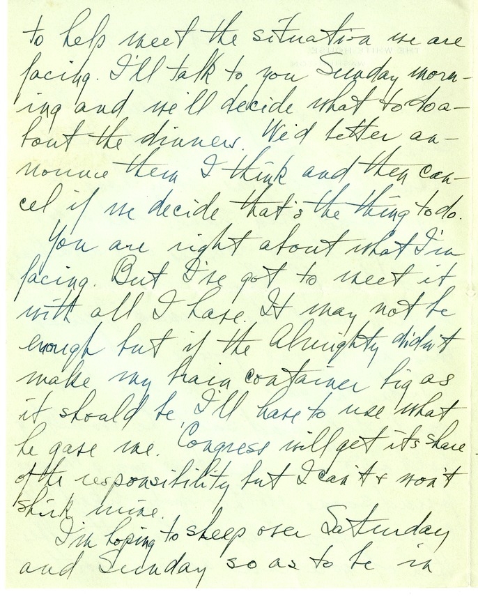 Letter from Harry S. Truman to Bess W. Truman