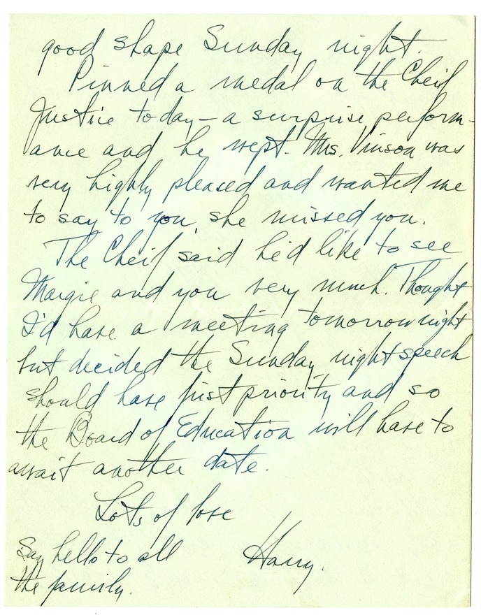 Letter from Harry S. Truman to Bess W. Truman